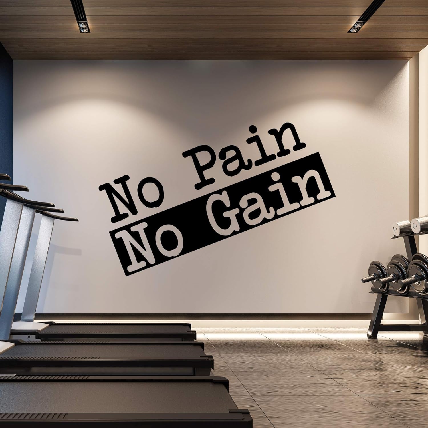 Extra Large Gym Wall Decal | No Pain No Gain Inspirational Gym Decor Wall Sticker Quote | 2 Ft X 4 Ft Huge Wall Art Decoration Big Vinyl Lettering Motivation Home Gym Decor | Workout Fitness Exercise