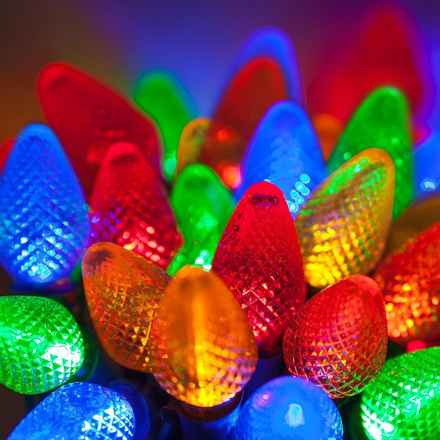 C7 Multicolor Christmas Lights Set of 25, 17 Ft, Christmas Lights Multicolor LED Christmas Lights Outdoor Party String Lights Multi Colored Christmas Lights C7 Multicolor